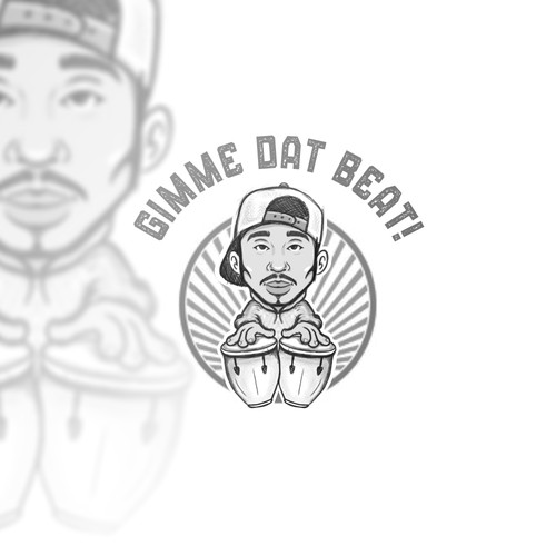 Drummer logo with the title 'Gimme Dat Beat!'