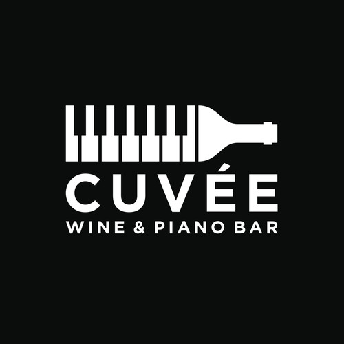 Wine glass design with the title 'Logo and Website Design for New Wine and Piano Bar'