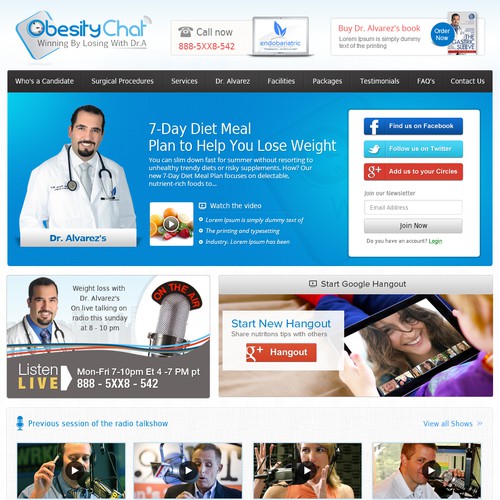 Personal website with the title 'Help ObesityChat.com with a new website design'