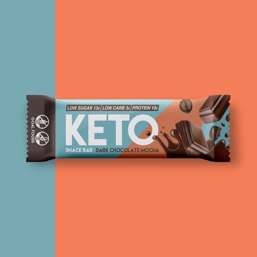 Snack packaging with the title 'Keto bar packaging design. '