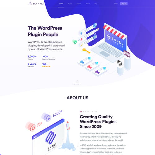 Table design with the title 'WordPress plugin company website'