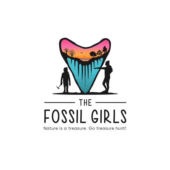 Adventure design with the title 'Fresh logo concept for The Fossil Girls'