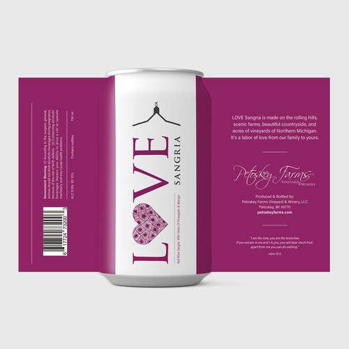 Vineyard design with the title 'Clean, modern Sangria can for retail launch'