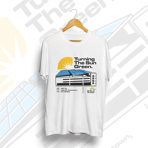 Sun t-shirt with the title 'Clean design for a solar construction company'