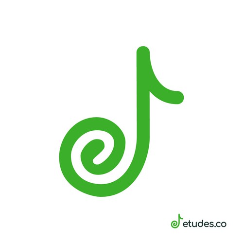 Composer logo with the title 'Musical Note + Letter 'e''