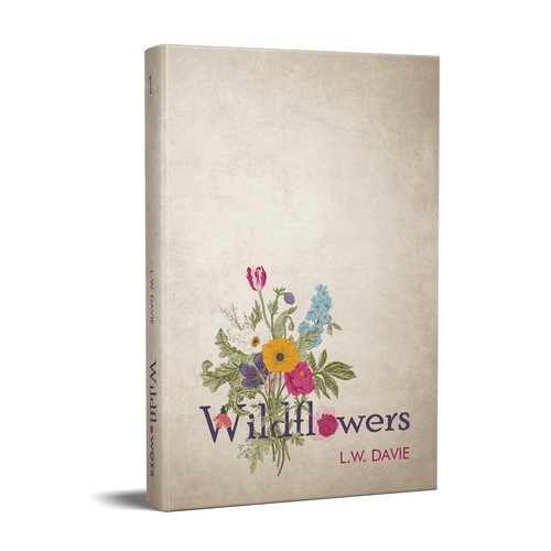Romantic book cover with the title 'Unique book cover for "Wildflowers" - Romantic, Historical, Fantasy, Drama'
