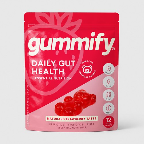 Design with the title 'Gut Health Gummy Packaging Design'