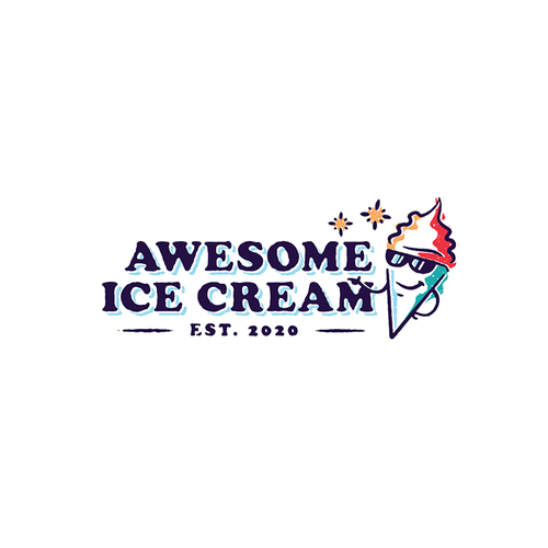 Cone design with the title 'Awesome Ice Cream'