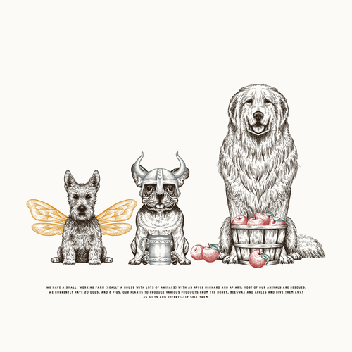 Bully dog logo with the title 'Three illustrated logos'