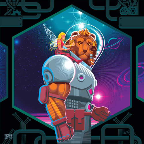 Spaceship design with the title 'Astronaut Lion'