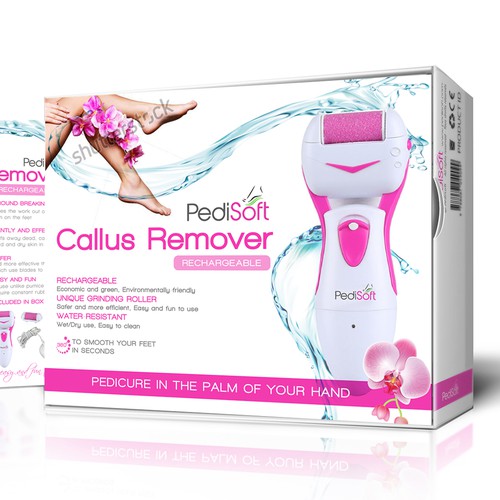 Cosmetics packaging with the title 'Attractive Packaging Design for an Electric Pedicure/Callus Remover'