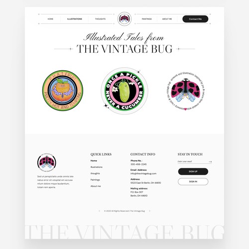 Artwork design with the title 'THE VINTAGE BUG WEBSITE'