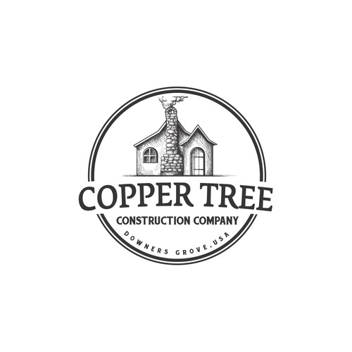 Construction logo with the title 'Copper Tree Construction Company'