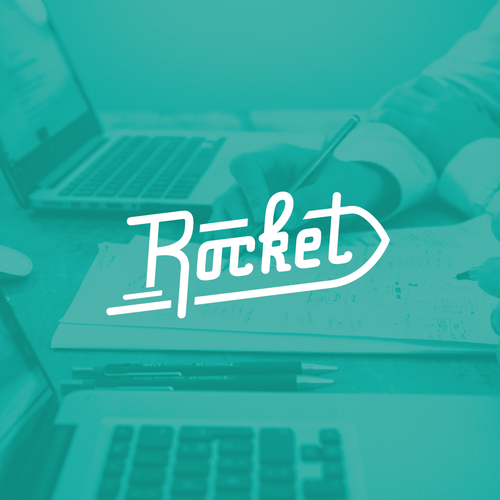 Rocket logo with the title 'Rocket custom typography'
