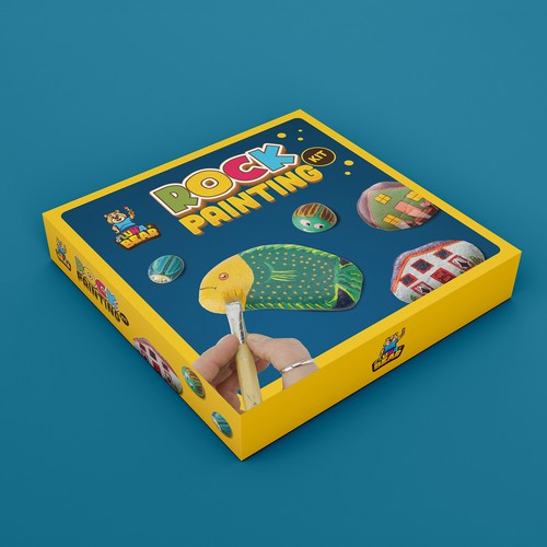 Yellow packaging with the title 'ENTRY - Rock Painting Kit Package'