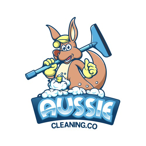 Kangaroo logo with the title 'cleaning mascot '