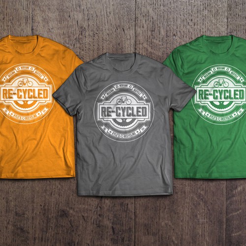 Bike t-shirt with the title 'RE-CYCLED'