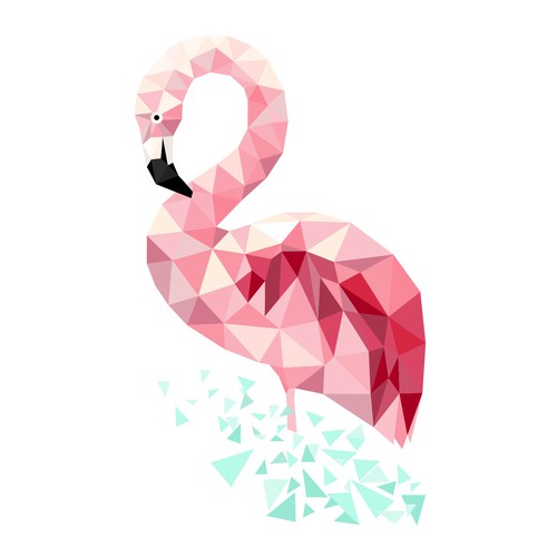 Bird artwork with the title 'Low poly flamingo illustration for web site'