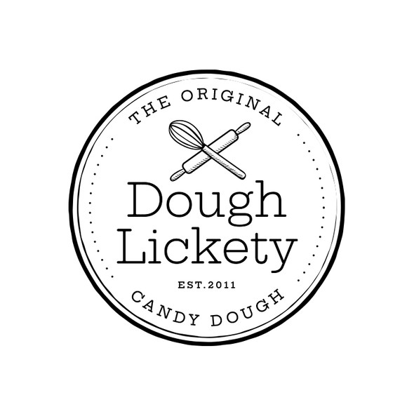 Rolling pin logo with the title 'Dough Lickety'