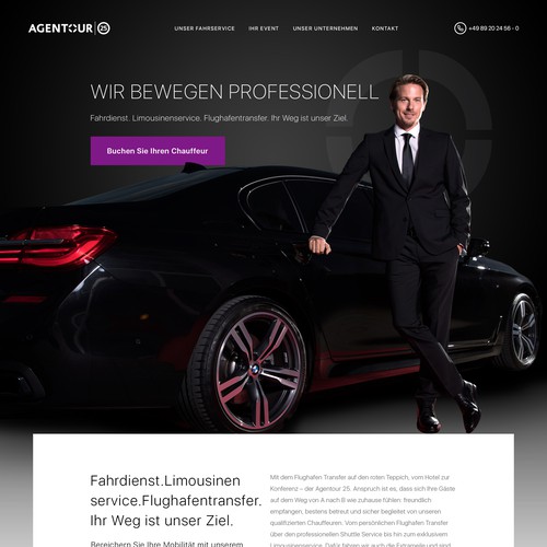 Car website with the title 'Luxury Chauffeur Service Website Design'
