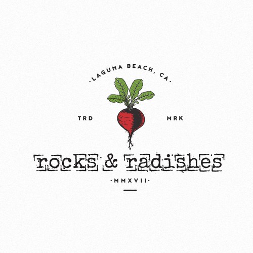 Vintage modern logo with the title 'Rocks & Radishes'