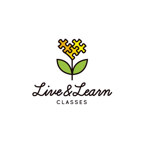 Class logo with the title 'Clean mono line Live & Learn Classes logo'