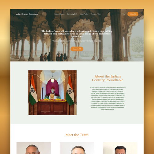 JavaScript design with the title 'Design Refresh for Indian Century Roundtable'