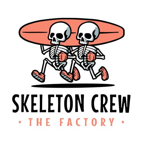Surfer logo with the title 'Skeleton Crew Logo'