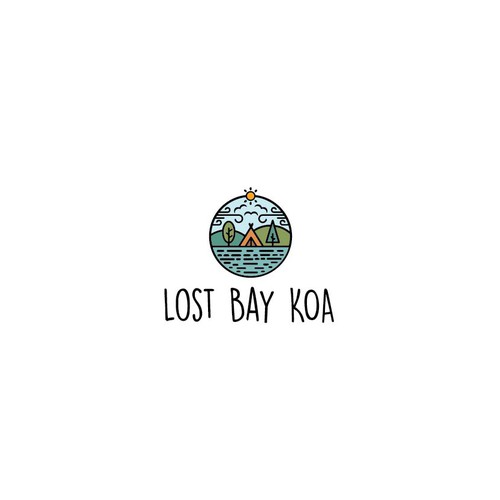 Camping design with the title 'Lost Bay KOA'