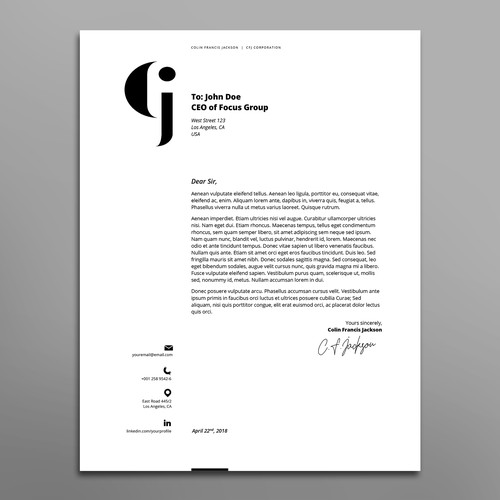 Letterhead design with the title 'Minimal letterhead'
