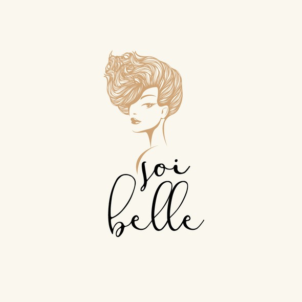 Premium Vector  Golden queen logo, luxury beauty salon logo, long hair  logo design