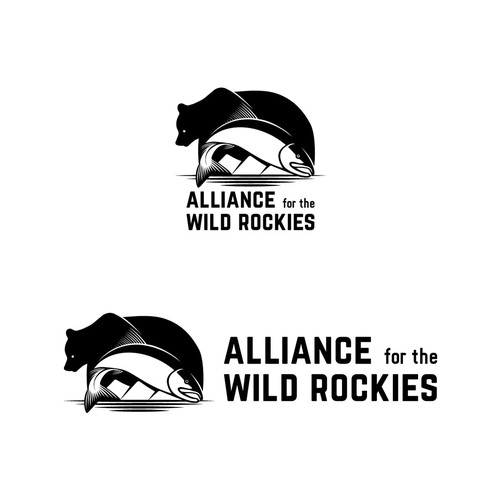 Salmon logo with the title 'Logo Design for The Alliance For The Wild Rockies'