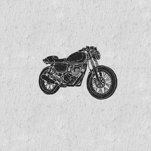 Biker design with the title 'Hand Drawn Vintage Motorcycle Illustration Drawing'