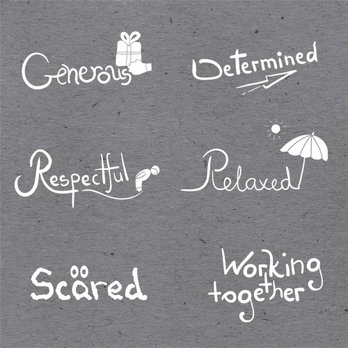 Word design with the title 'An illustrated list of words to overlay on photos'