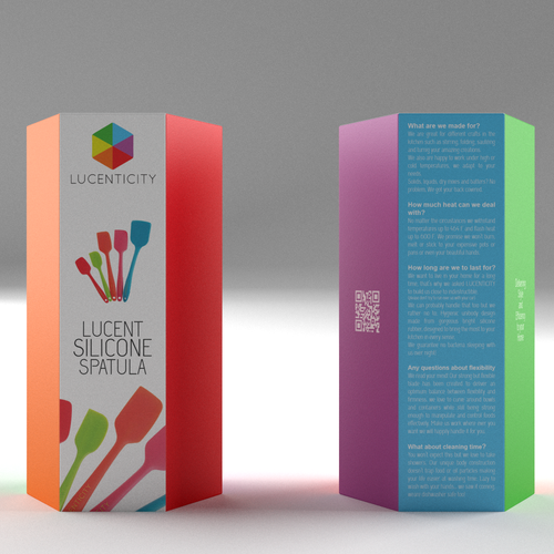 Product packaging with the title 'Package Design for Silicone Spatulas'