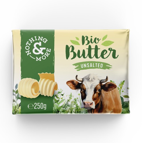 Milk design with the title 'Bio Butter Wrapper Design'