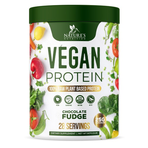 Vegan label with the title 'Vegan Protein'