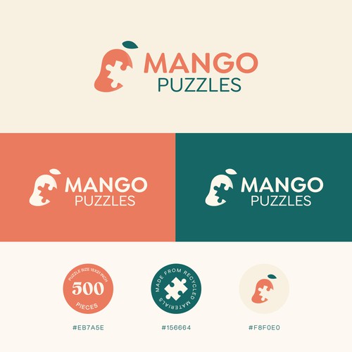 Product packaging with the title 'Mango Puzzles Packaging'