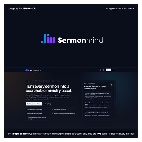 Software as a Service and SAAS logo with the title 'Sermon Mind'