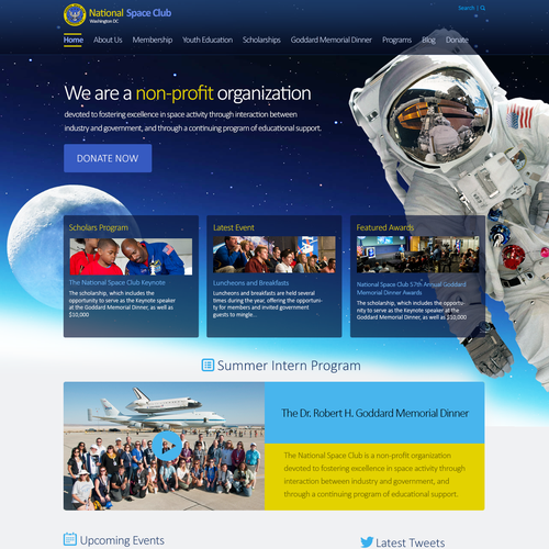 Space website with the title 'Website Design for the National Space Club'