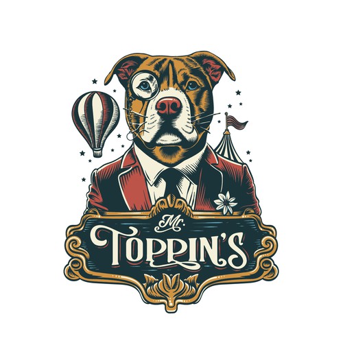 Dog brand with the title 'Mr. Toppin's Logo'