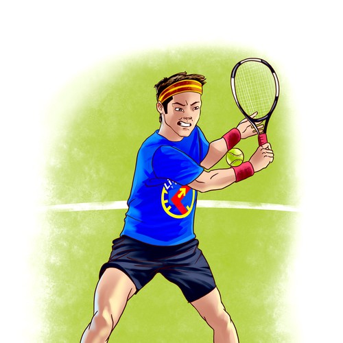 Sports illustration with the title 'tennis player illustration'