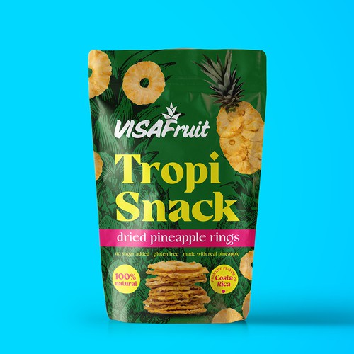 Tropical packaging with the title 'Snack packaging design'