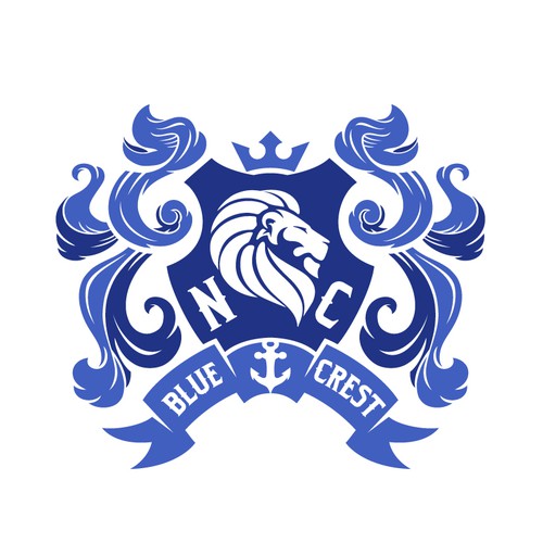 Coat of arms logo with the title 'Blue Crest'
