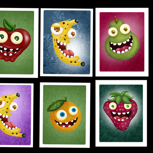 Fruit artwork with the title 'fruit cards'