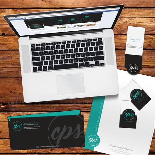 Aqua brand with the title 'Logo and Brand Identity pack for Complete Property Solutions (Aust.)'