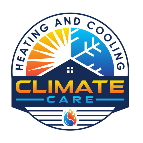 HVAC design with the title 'Climate Care Heating and Cooling'