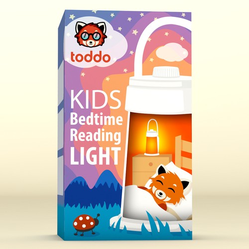 Lamp design with the title 'Unique illustrated design for kids bedtime product'