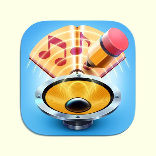 Notes design with the title 'WANTED: @ An eye-catching icon for an ear training mobile app @'