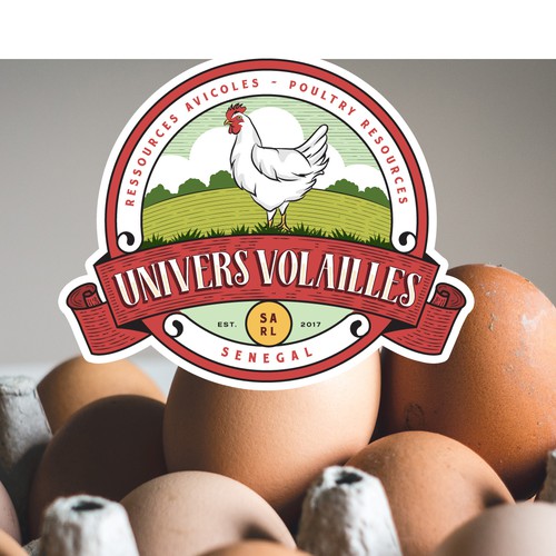Vintage logo with the title 'Logo for Univers Volailles'